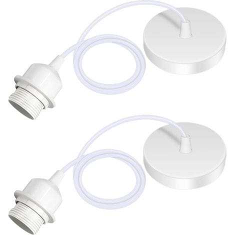 Set Mit 2 E27-pendelleuchten Mit Schraubring, 100 Cm Verstellbarem Kabel, E27-fassung, Kompatibel Mit Lampenschirmen, Für Die Deckenbeleuchtung Im Wohnzimmer Und Schlafzimmer (weiß)
