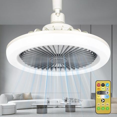 Leiser Deckenventilator Mit 30-w-led-beleuchtung, E27-fassung, Kleiner Deckenventilator Mit Fernbedienung, Dimmbar, 3 Geschwindigkeitsstufen
