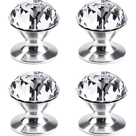 Set Mit 4 Selbstklebenden Kristall-aluminium-knöpfen Für Möbel, Selbstklebende Griffe Für Schränke, Schiebetüren, Schubladen, Kristallgriffe