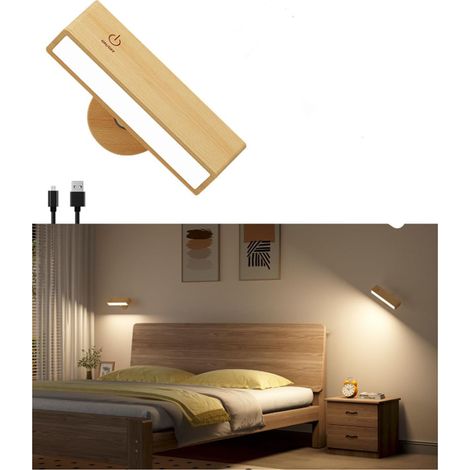 Kabellose Wandleuchte, Wiederaufladbare Kabellose Wandlampe, Batteriebetriebene, Stufenlos Dimmbare Wandleuchte, Berührungsempfindliche Nachttischlampe Fürs Schlafzimmer