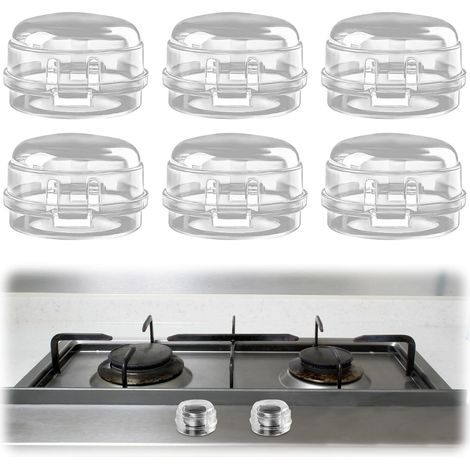 6-teiliges Set Herdknopfabdeckungen, Sicherheitsknöpfe Für Gasherde, Backofendeckel, Transparente, Abnehmbare Knöpfe Für Küchensicherheitsverriegelung (weiß)