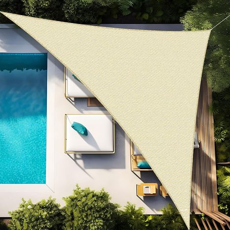 Wasserdichtes Dreieckiges Sonnensegel 4x4x4 M, 95 % Schattierung, Uv-schutz Für Terrasse, Garten Und Balkon – Beige
