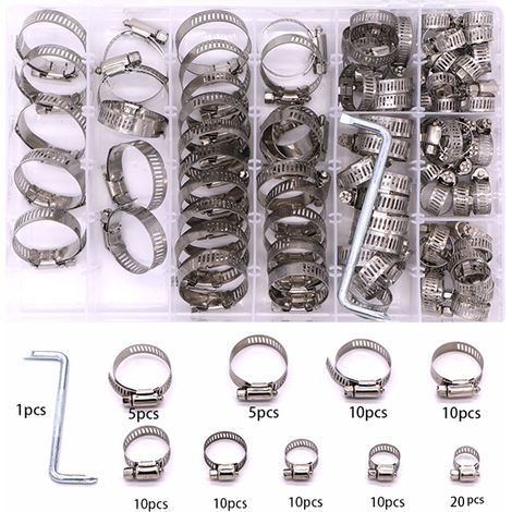 91 Stück/8-38 Mm, Verstellbare Schlauchschellen, Schlauchklemmen Aus Edelstahl, Schlauchschellen Für Kfz- Und Schwimmbadschläuche