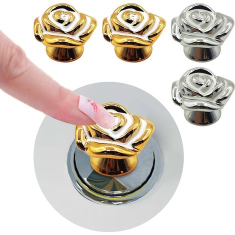 Set Mit 4 Rosenförmigen Toilettenspülknopfgriffen – Spülhilfe Für Frauen – Langer Klebegriff Für Schubladengriffe (mehrfarbig)
