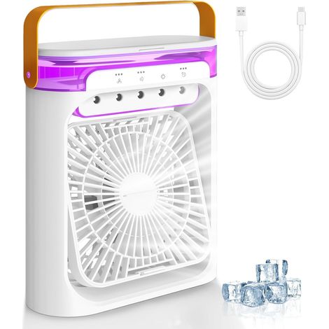 4-in-1 Tragbare Mini-klimaanlage, Usb-luftkühler, Ventilator, 3 Geschwindigkeitsstufen, Weiß
