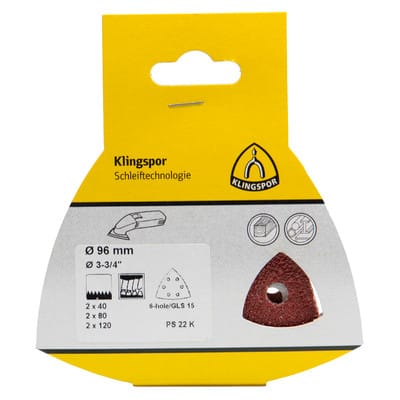 Klingspor PS 22 K Schleifmittel (Set) kletthaftend, 96 mm Lochform GLS15, SB-verpackt im Reiter