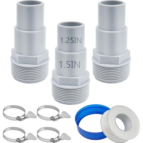 3-teiliges Poolschlauch-adapterset, 32-mm- Und 38-mm-poolschlauchverbinder, Poolzubehör Mit 4 Schlauchschellen, Für Poolablaufpumpe