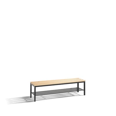 C+P Umkleidebank Basic mit Schuhrost, H420xB1500xT353mm Farbe Gestell Schwarzgrau