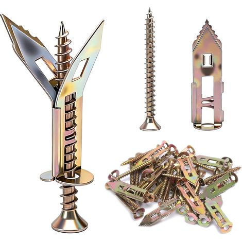 20-teiliges Set M1230 Mm Gipskartonschrauben, Placo-dübel Für Montagesets An Trockenbauwänden, Festen Möbeln, Heimwerkerprojekten, Stabile Befestigung Ohne Bohren