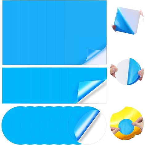 24 Selbstklebende Poolreparaturflicken, Pvc-poolfolienflicken, Selbstklebende Reparaturen Für Aufblasbare Pvc-artikel, Selbstklebende Pvc-reparaturflicken, Flicken-reparaturset (blau)
