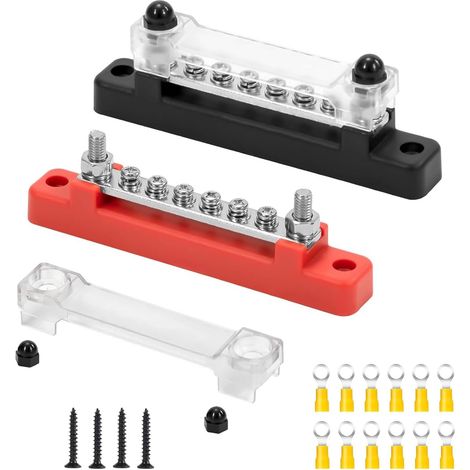12v-48v Dc Stromverteilerblock, Elektrischer Klemmenblock, 150a Stromverteilerschienen Mit 6 X M4 Klemmschrauben (rot/schwarz)