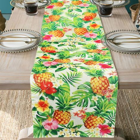 Tropischer Hawaiianischer Sommer-tischläufer, Sommerliche Tischdekoration Mit Ananas- Und Palmenblattmustern Für Die Küche
