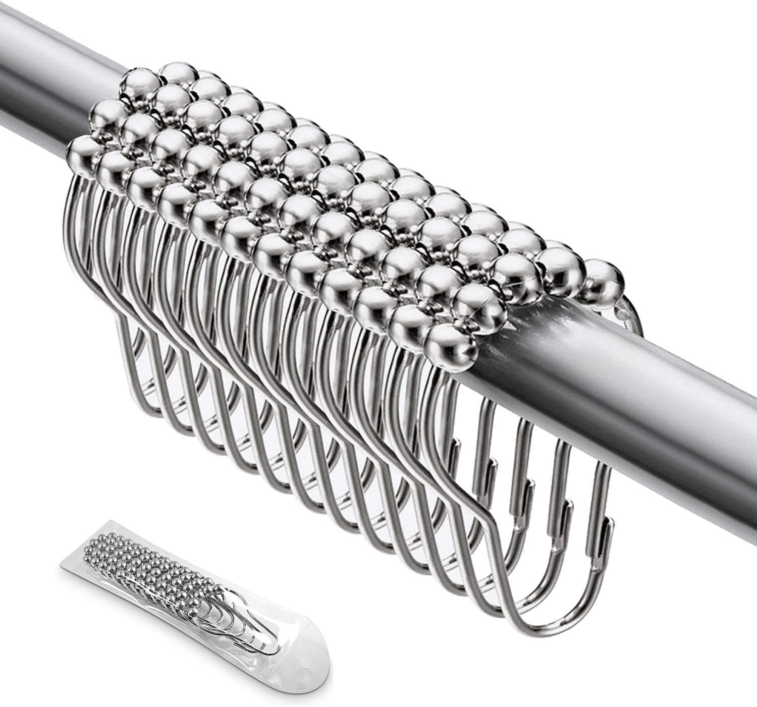 36 Duschvorhangringe Mit Kugellagern Hochwertige, Glatte Duschvorhangringe Aus Verchromtem Metall Für Duschstangen