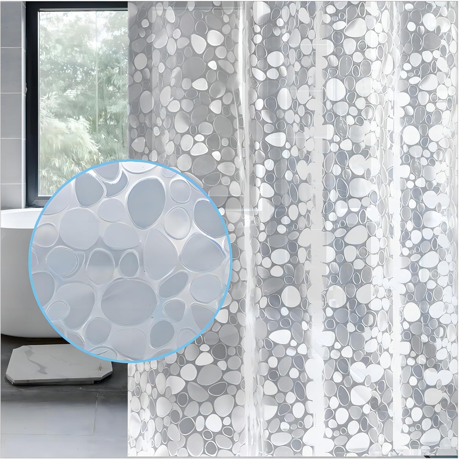 Wasserdichter Und Schimmelresistenter Duschvorhang Aus Peva, Halbtransparenter Badezimmervorhang Mit Haken, 180 X 200 Cm, Kristallstein