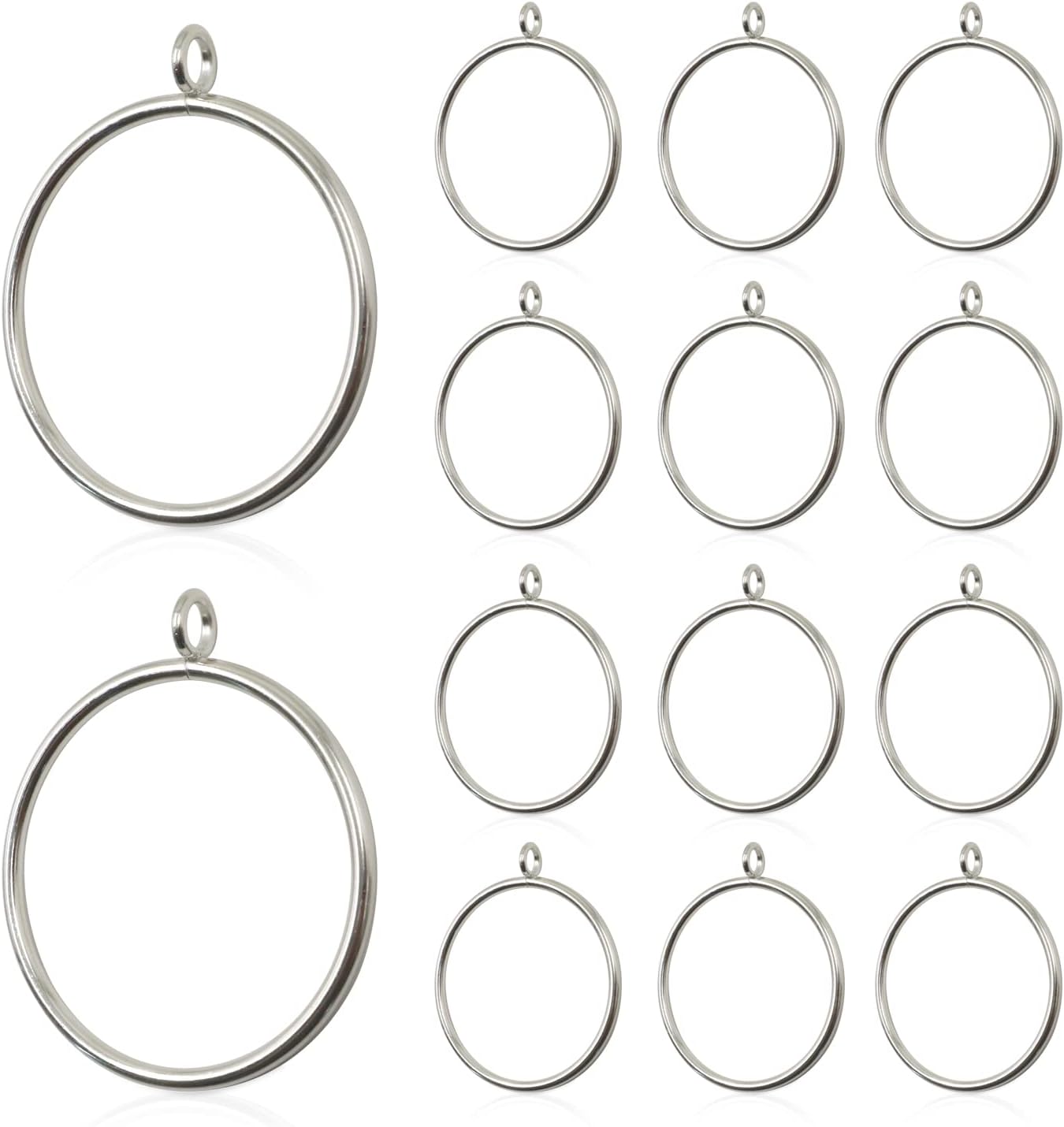 Ein Set Aus 14 Metall-vorhangringen, 50 Mm Innendurchmesser, Mit Ösen, Einschließlich Duschvorhangringen, Gleitringen Für Die Gardinenstange Und Geschlossenen Vorhangringen (silber)
