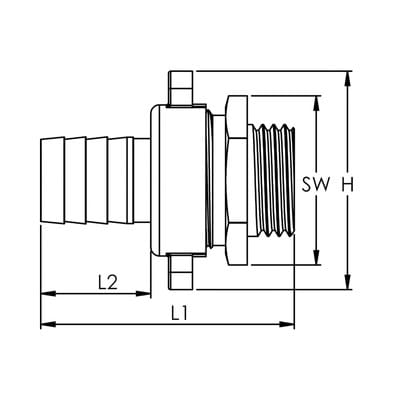 Riegler 3/3 Standrohrver., G1 1/4AGx32, Mutter 1 1/2" flachd., leicht, MS