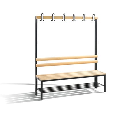 C+P Garderobenbank Basic mit Schuhrost, H1650xB1500xT403mm, Schwarzgrau/Buche