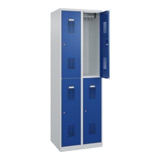 C+P Doppelstöckiger Spind Basis PLUS, 4 Fächer, 1850x600x500mm, 7035/5010