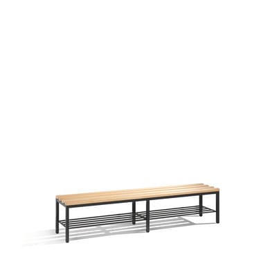 C+P Umkleidebank Basic mit Schuhrost, H420xB1960xT353mm Farbe Gestell Schwarzgrau