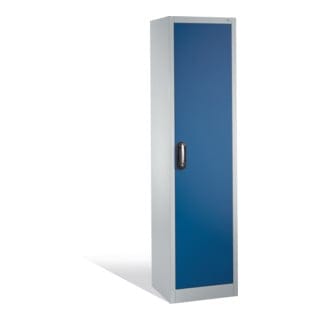 C+P Werkzeugschrank mit Drehtür, innen 4 Böden, H1950xB500xT400mm Front Enzianblau Korpus Lichtgrau