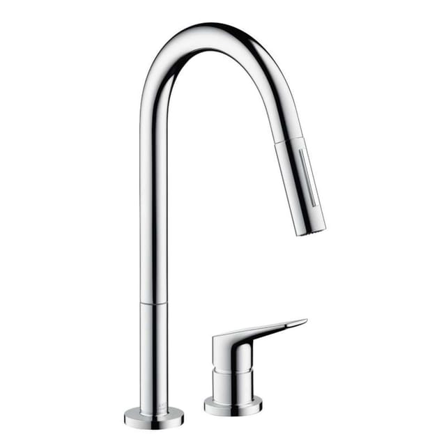 hansgrohe 2-Loch-Spültisch-Einhebelmischer 220 Axor Citterio M mit Ausziehbrause, chrom