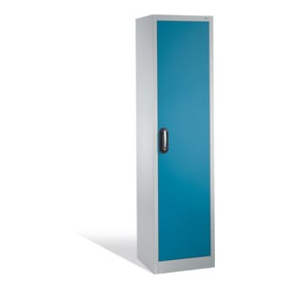 C+P Werkzeugschrank mit Drehtür, innen 4 Böden, H1950xB500xT400mm Front Lichtblau Korpus Lichtgrau