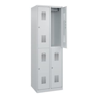 C+P Doppelstöckiger Spind Basis PLUS, 4 Fächer, 1850x600x500mm, 7035/7035