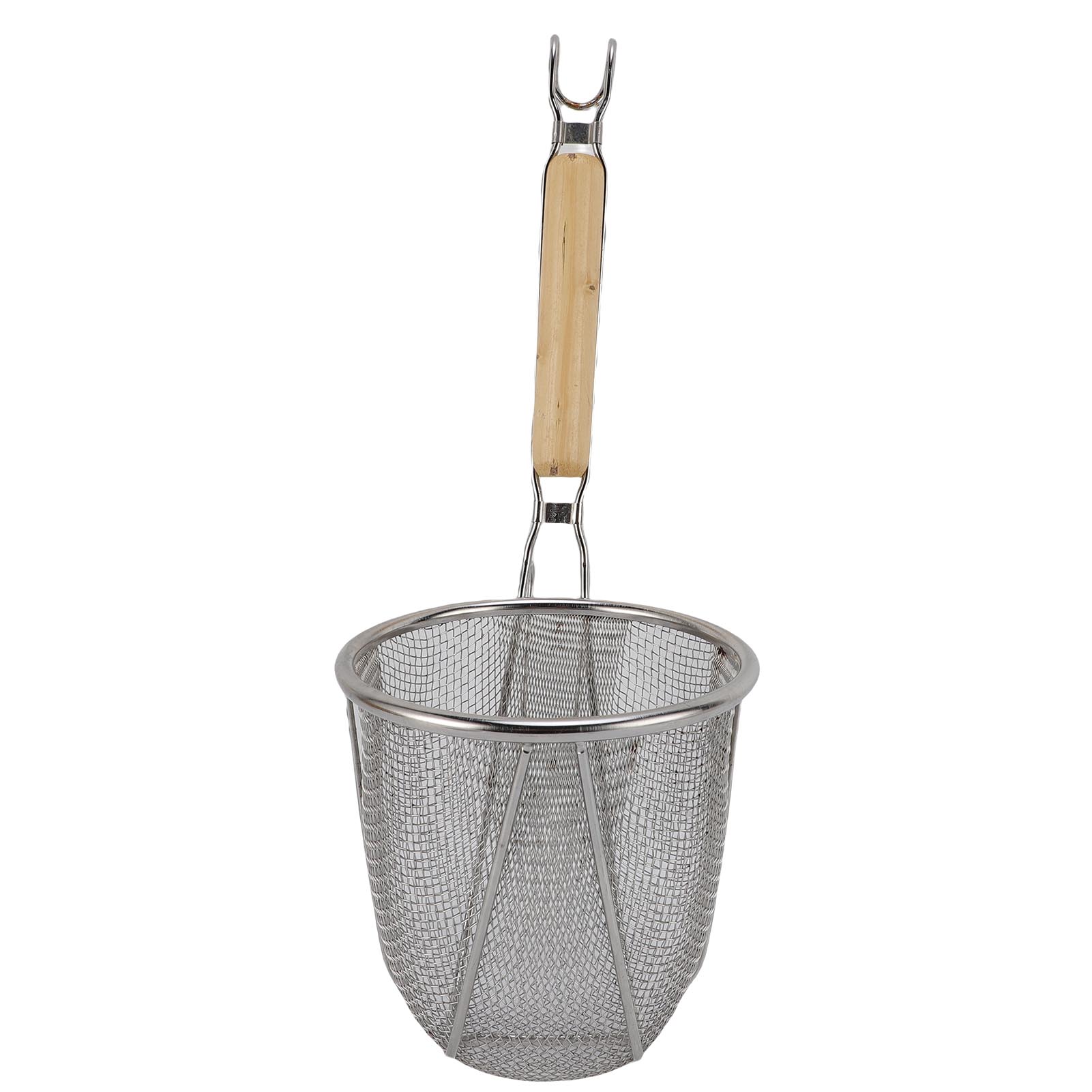 Feinmaschiges Nudelsieb Aus Edelstahl 304 Mit Holzgriff, Ideal Zum Kochen Von Nudeln Und Ravioli.