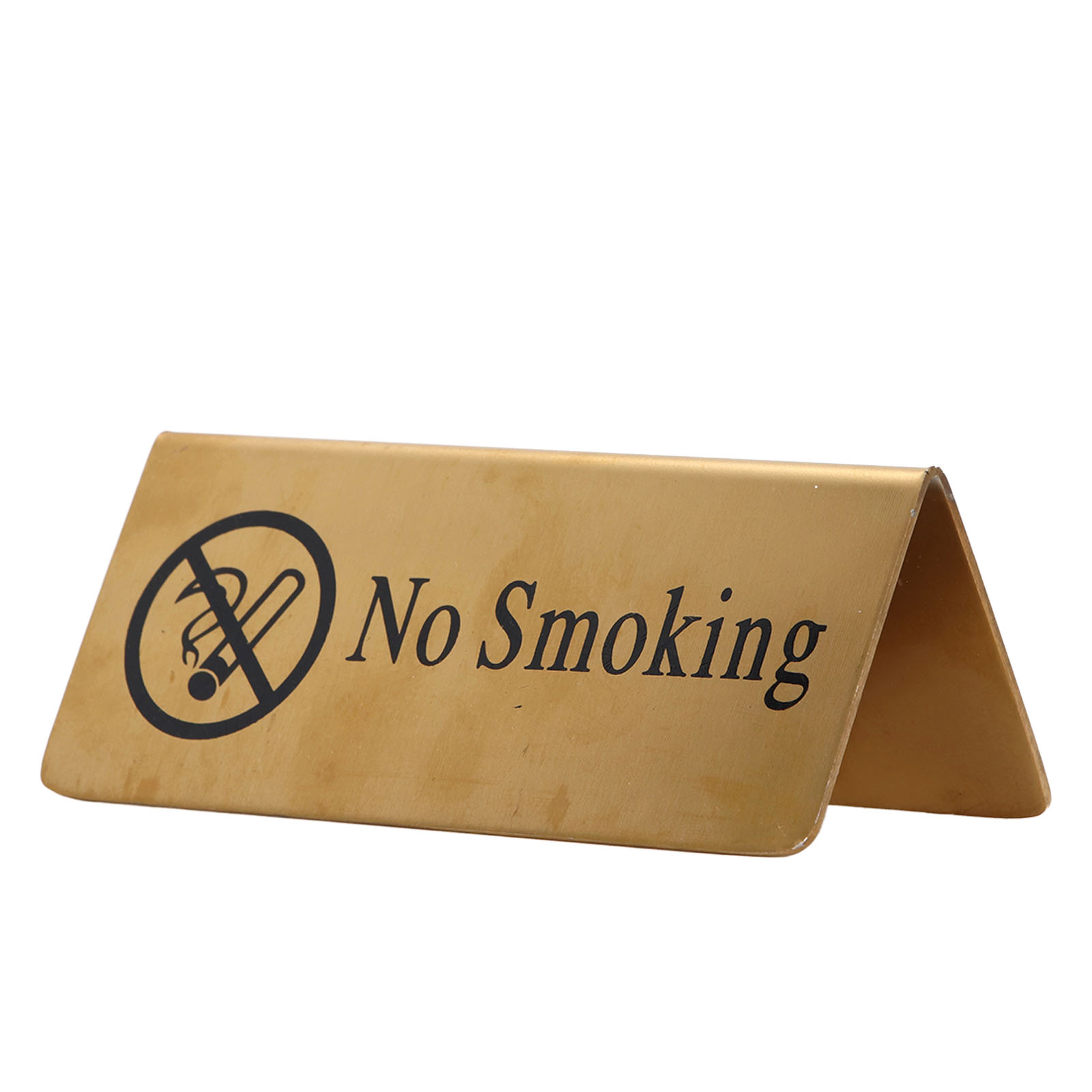 Robustes, Doppelseitiges Tischschild Aus Goldfarbenem Edelstahl Platzsparend, Ideal Für Partys, Hochzeiten Und Hotels. Rauchen Verboten.