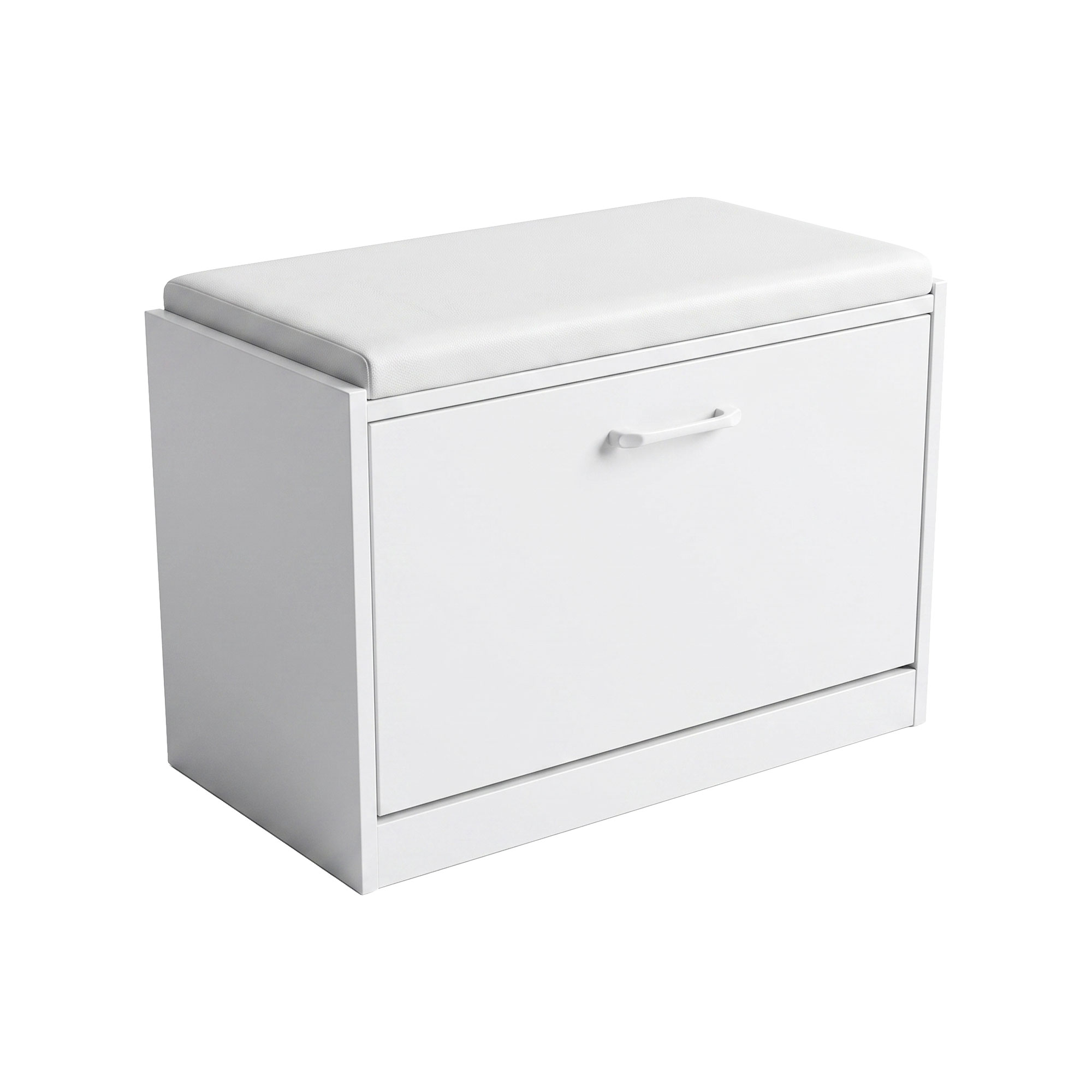 Kaizen – Eingangsbank Mit Schuhablage 63 X 47 X 30 Cm, 9 Paar Schuhe, Inklusive Kissen, Aus Weißem Holz