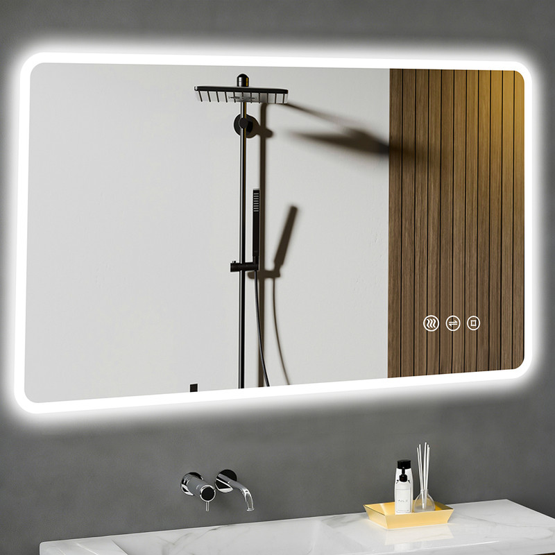 Gimbelen Runder Badezimmerspiegel Mit Beleuchtung, Badspiegel Mit Beleuchtung Und 3 Lichtfarbe, Dimmbar, Touchschalter, Energiesparend, Speicherfunktion, Rund Bad Spiegel Mit Licht 50 Cm