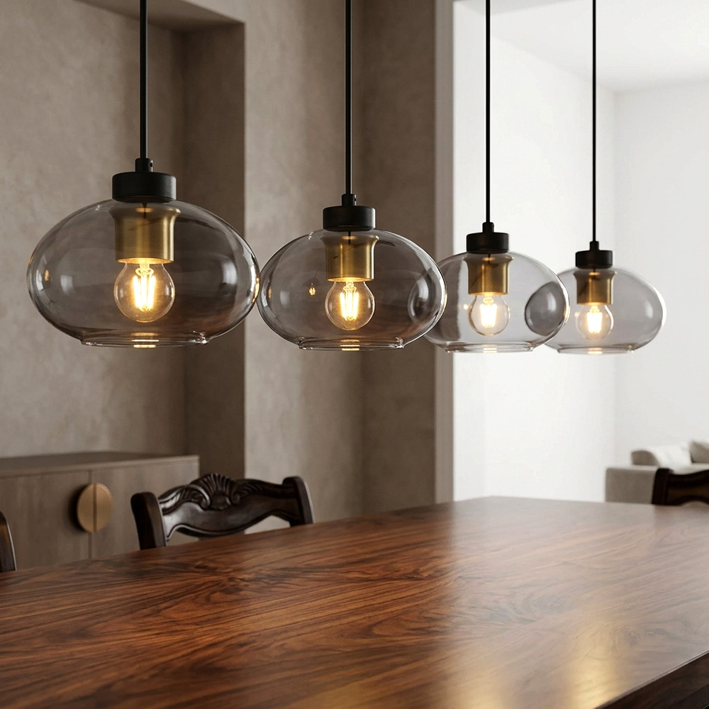 Led Hängeleuchte Pendelleuchte Esszimmerlampe 4 Flammig Schwarz Metall L 96 Cm