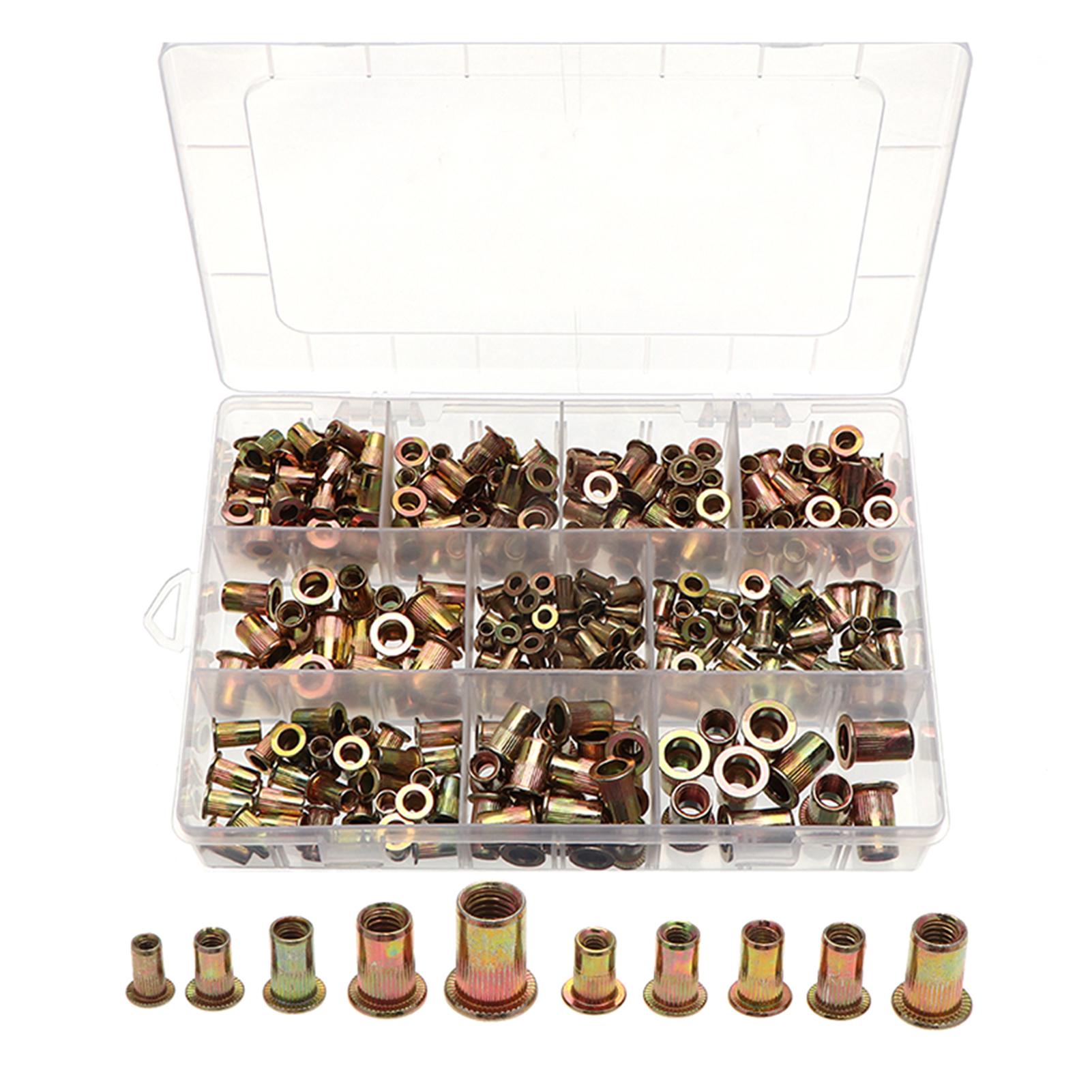 Set Mit 300 Farbigen, Verzinkten Nietschrauben Und Muttern Aus Kohlenstoffstahl, Sortiment Mit 300 Stück, Für Reparatur- Und Renovierungsarbeiten.