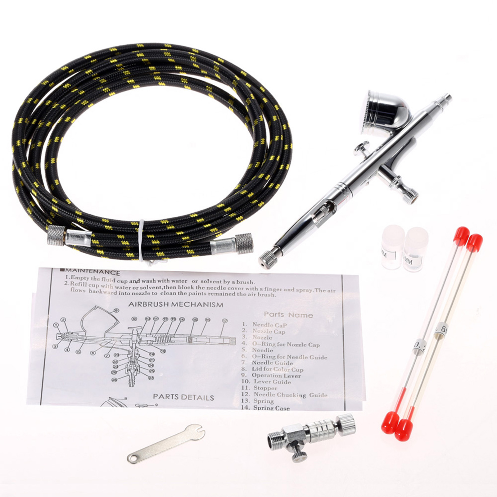 Kkmoon Professionelle Schwerkraft-airbrush Mit Schlauch Für Kunstmalerei, Tätowierungen, Modellbau Und Maniküre (0,2 Mm, 0,3 Mm Und 0,5 Mm Düsen, 7 Cm³).