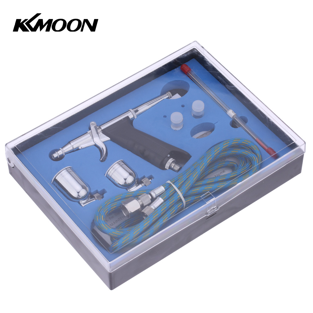 Kkmoon Professionelles Airbrush-set Mit Pistole, Schlauch, 3 Düsen Und 2 Farbbechern Für Kunstmalerei, Tätowierungen, Modellbau Und Maniküre.