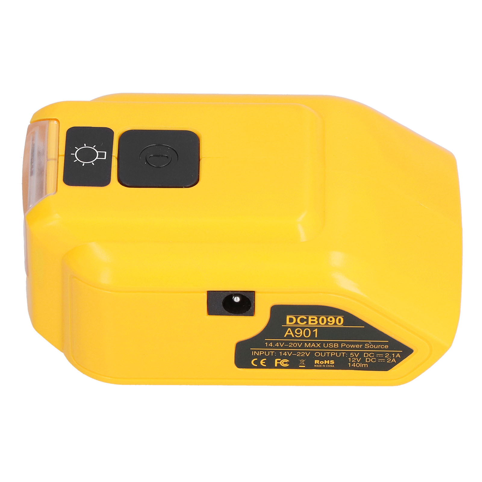Akkuladegerät-adapter Mit Led-arbeitsleuchte Für 14v-22v Usb-ladeanschluss Und 12v Dc-ausgang (dcb090) Mit 12v Dc-anschluss