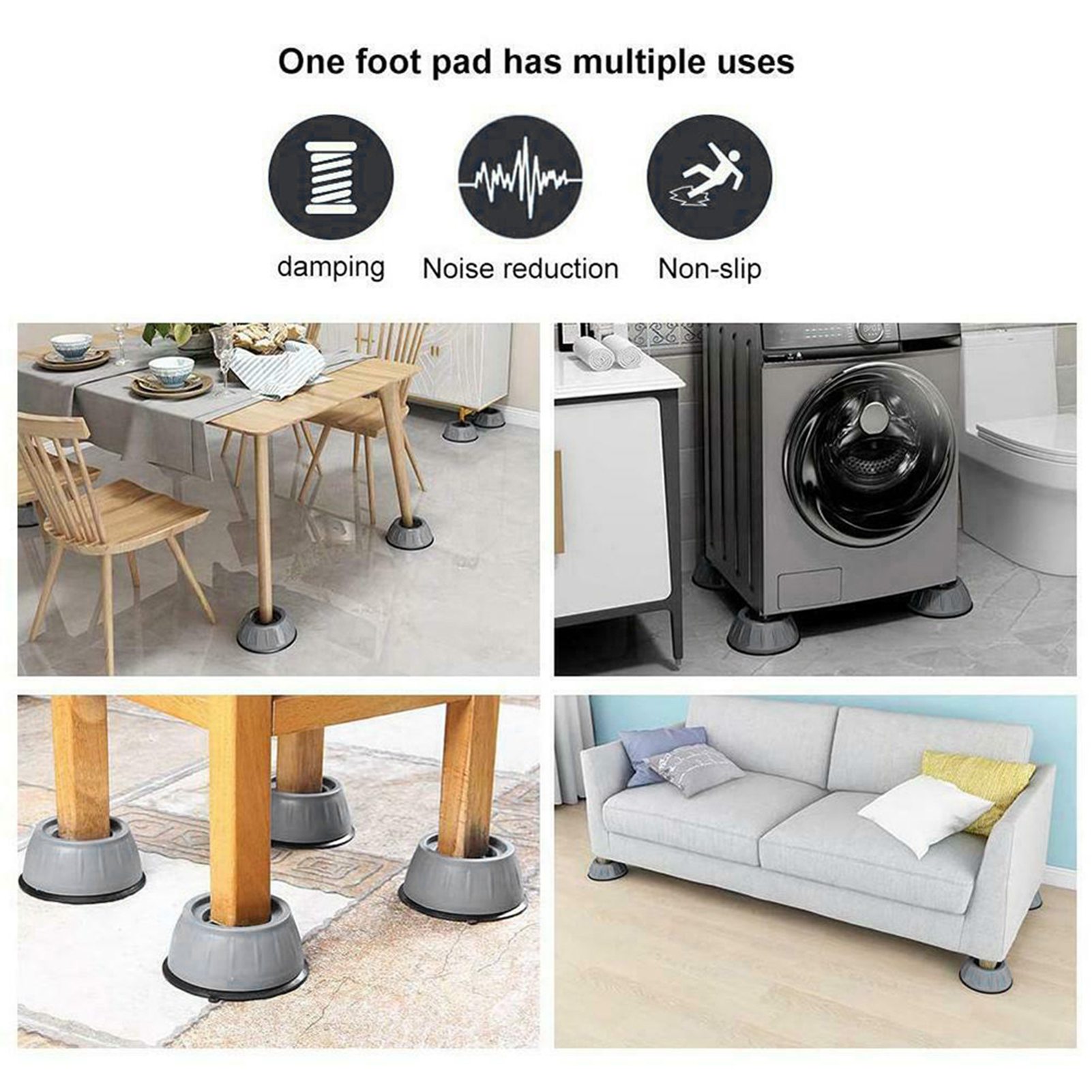 Set Mit 8 Antivibrationspads Für Waschmaschinen, Gummifüße, Geräuschdämpfung, Rutschfeste Unterlage Für Kühlschrank, Tisch Und Möbel.