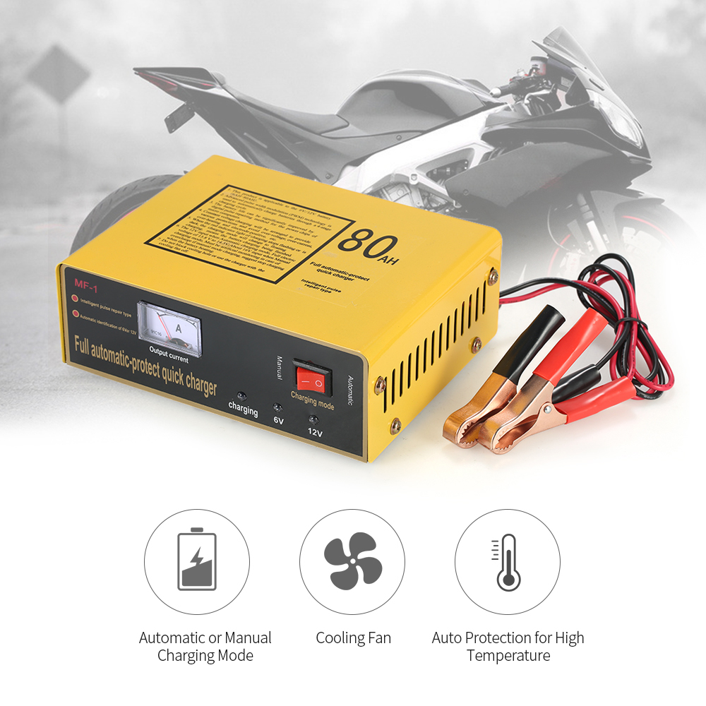 Automatisches Intelligentes Led-ladegerät 6v/12v 80ah, Impuls-erhaltungsladung, Für Blei-säure- Und Lithiumbatterien, 120w, Wechselstrom 110v-250v
