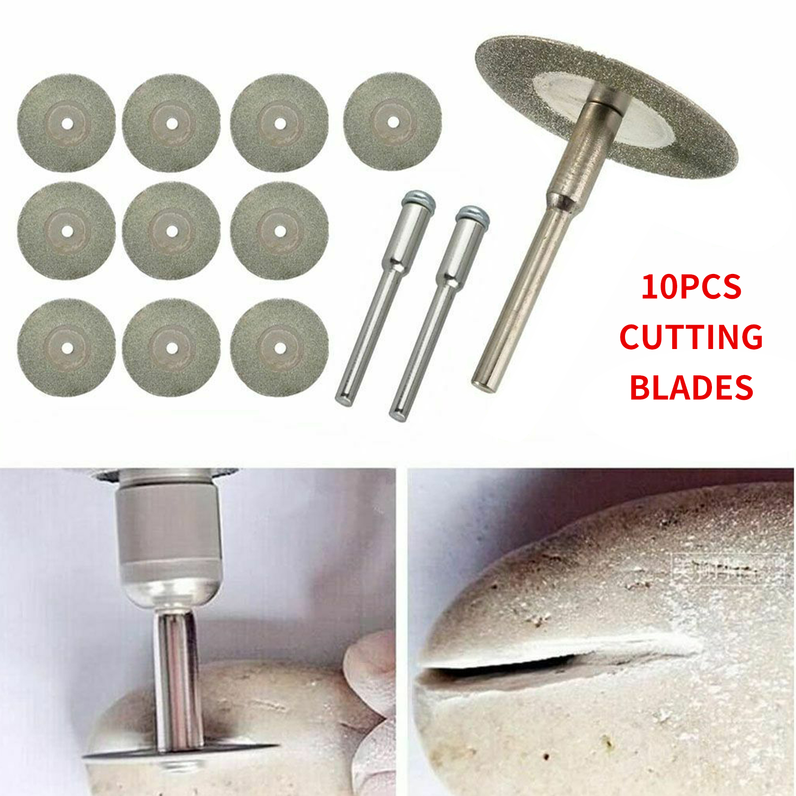Packung Mit 10 Diamanttrennscheiben 20 Mm (0,79 Zoll) Mit 2 Verbindungsspitzen Für Dremel-rotationswerkzeuge.