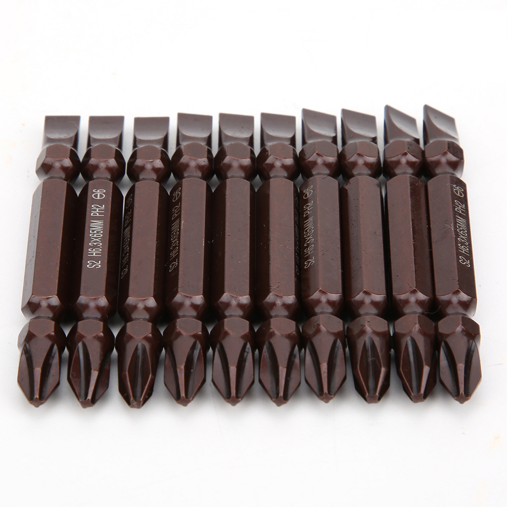 10 Magnetische Doppelschraubendreherbits S2 H6,3 X 65 Mm, Für Schrauben Und Werkzeuge.