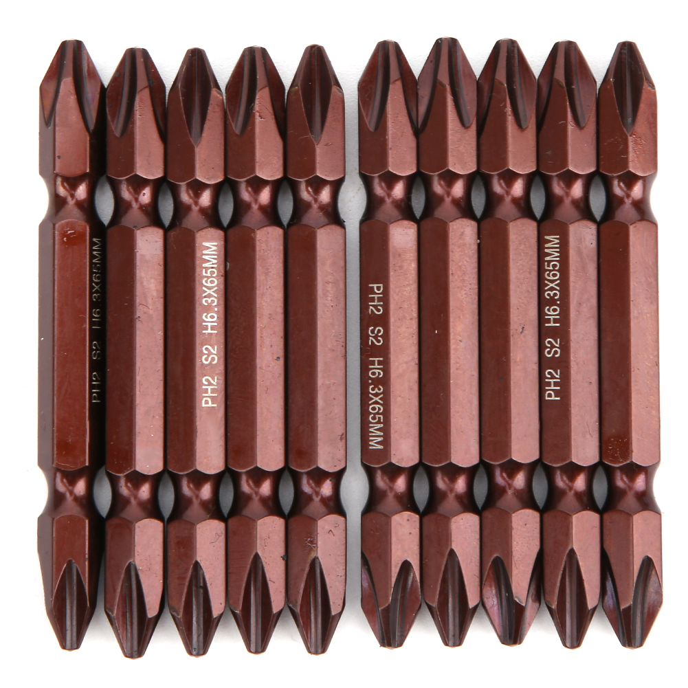 10 S2 H6,3 X 65 Mm Magnetische Doppelschraubendreherbits, Für Schrauben Und Werkzeuge (ph2), Rot.
