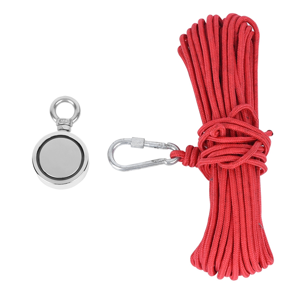 Doppelseitiger Magnethaken, Flussrecyclingmagnet, N35-einzelring, 120 Kg, 20 Meter Rotes Seil