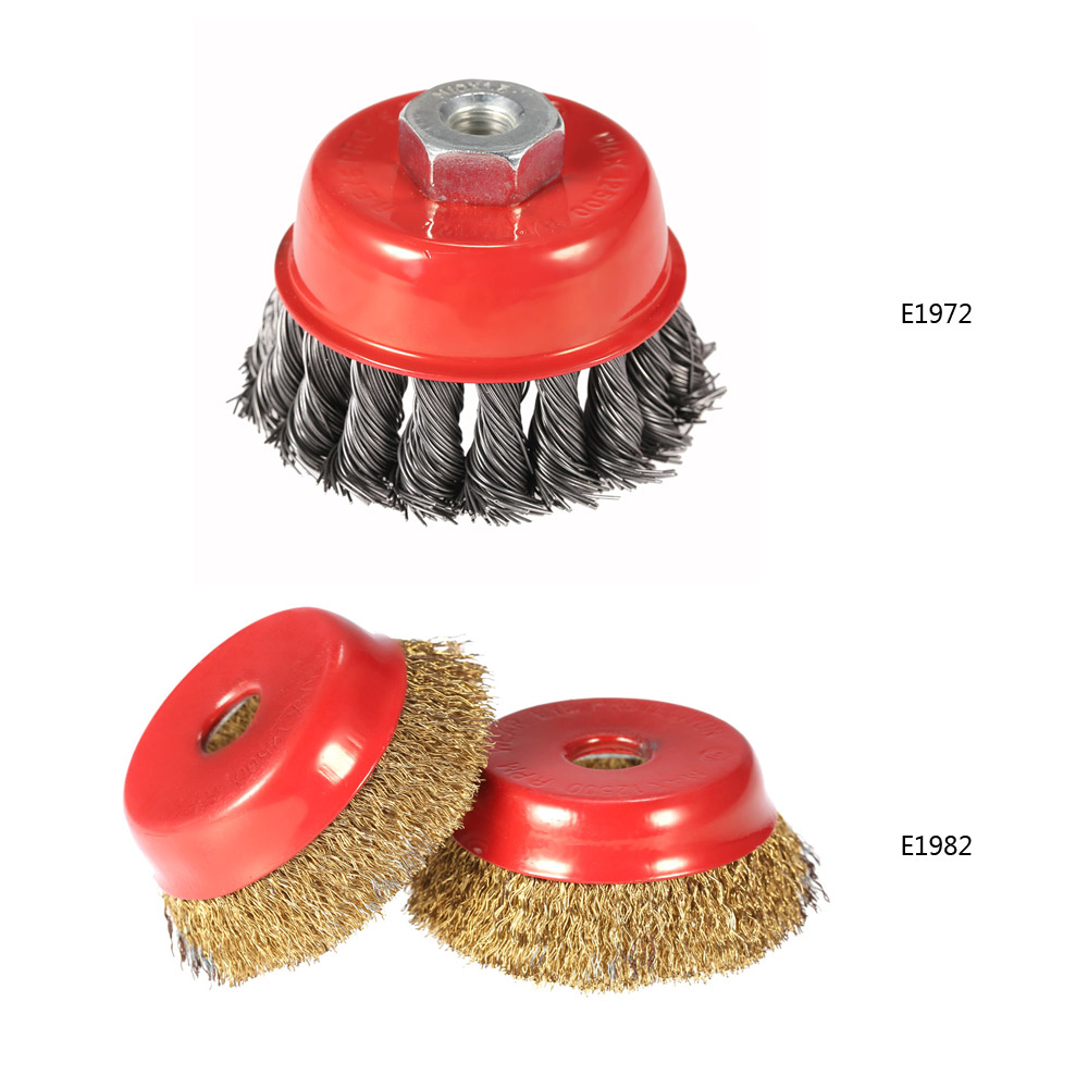 Satz Mit 2 Fein Gekräuselten 75-mm-rotationsbürsten Aus Stahl Für Winkelschleifer