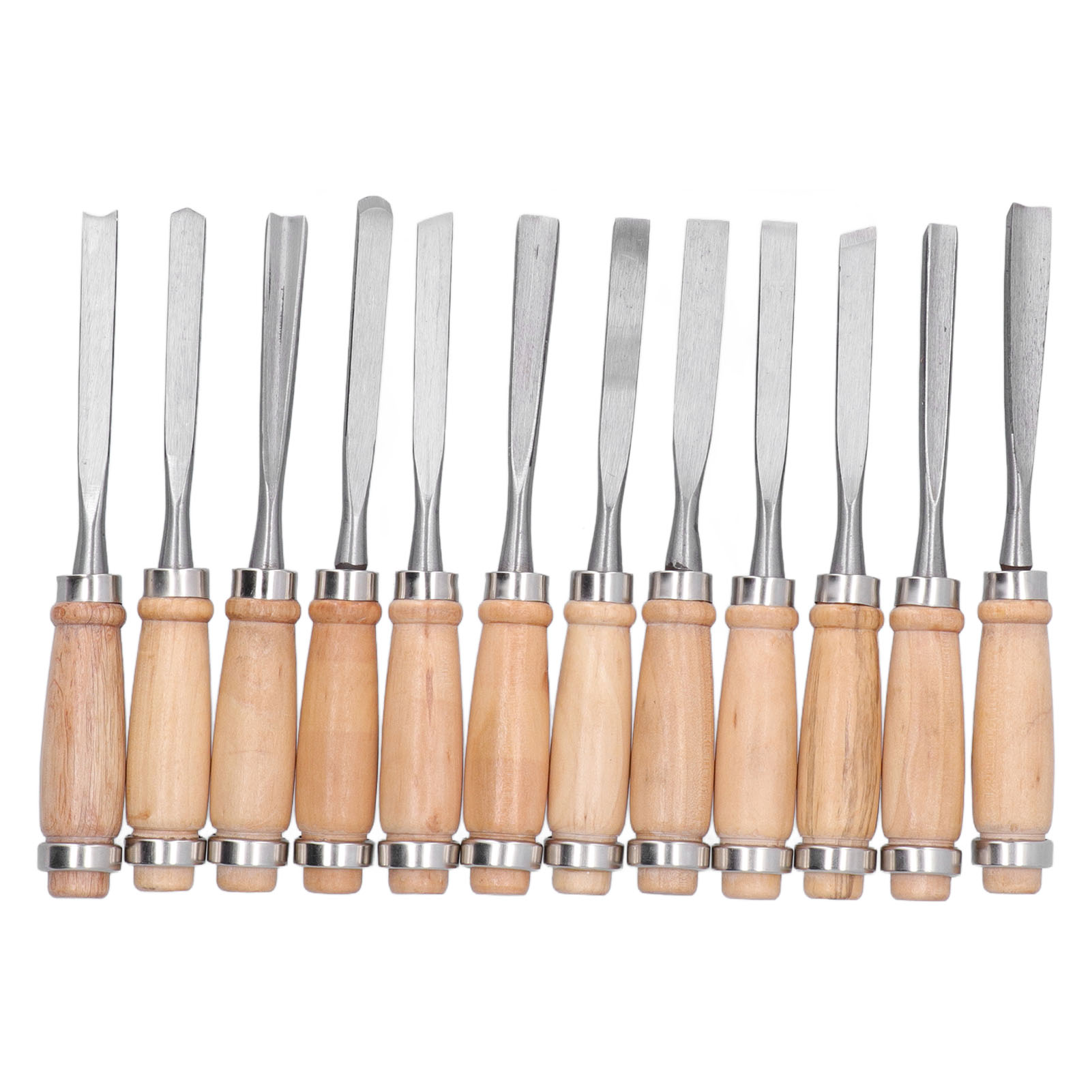 Set Aus 12 Holzmeißeln Zum Drechseln Und Markieren, Schneiden Und Schnitzen Von Holz, 20 Cm (8 Zoll).
