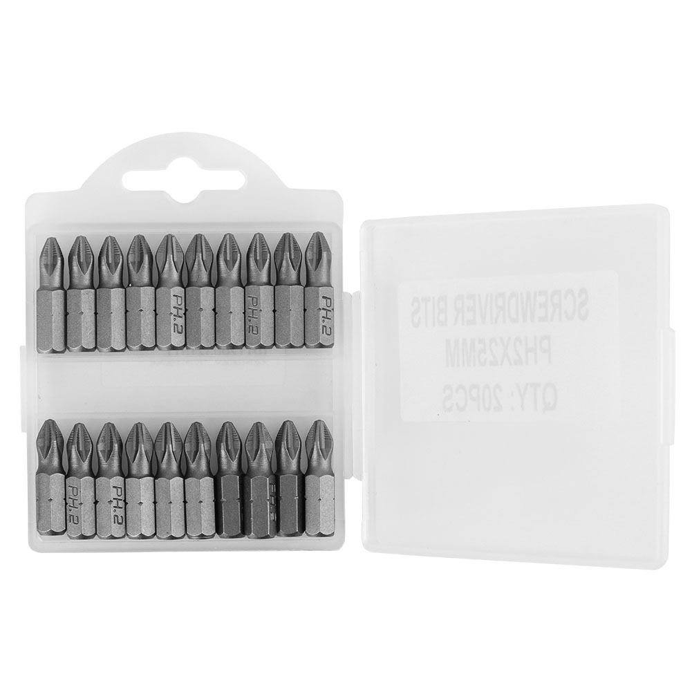 Set Mit 20 Rutschfesten Elektroschraubendreherbits Aus S2-stahl, Magnetischer Phillips-kopf Ph2 X 25 Mm