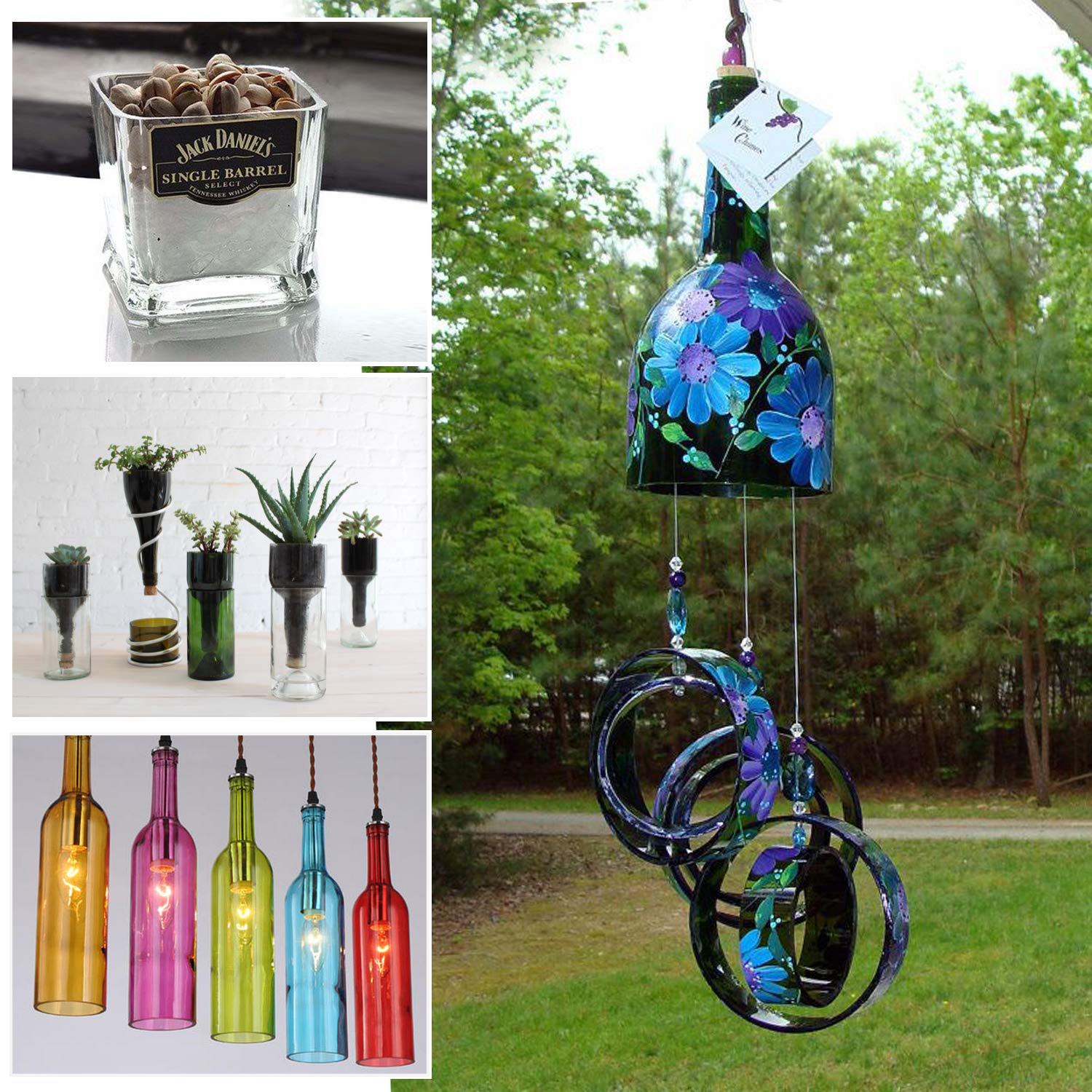 Quadratischer Und Runder Glasschneider Für Wein- Und Bierflaschen (verbesserte Version, 19-teilig) Für Diy-glasschneidemaschinen, Metallflaschenhalter.