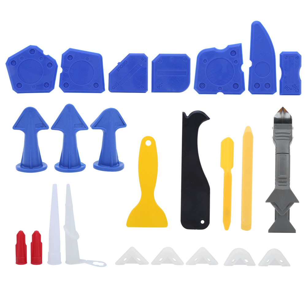 Set Mit 24 Silikon-dichtungs-, Glättungs- Und Fugenwerkzeugen Für Den Baubereich