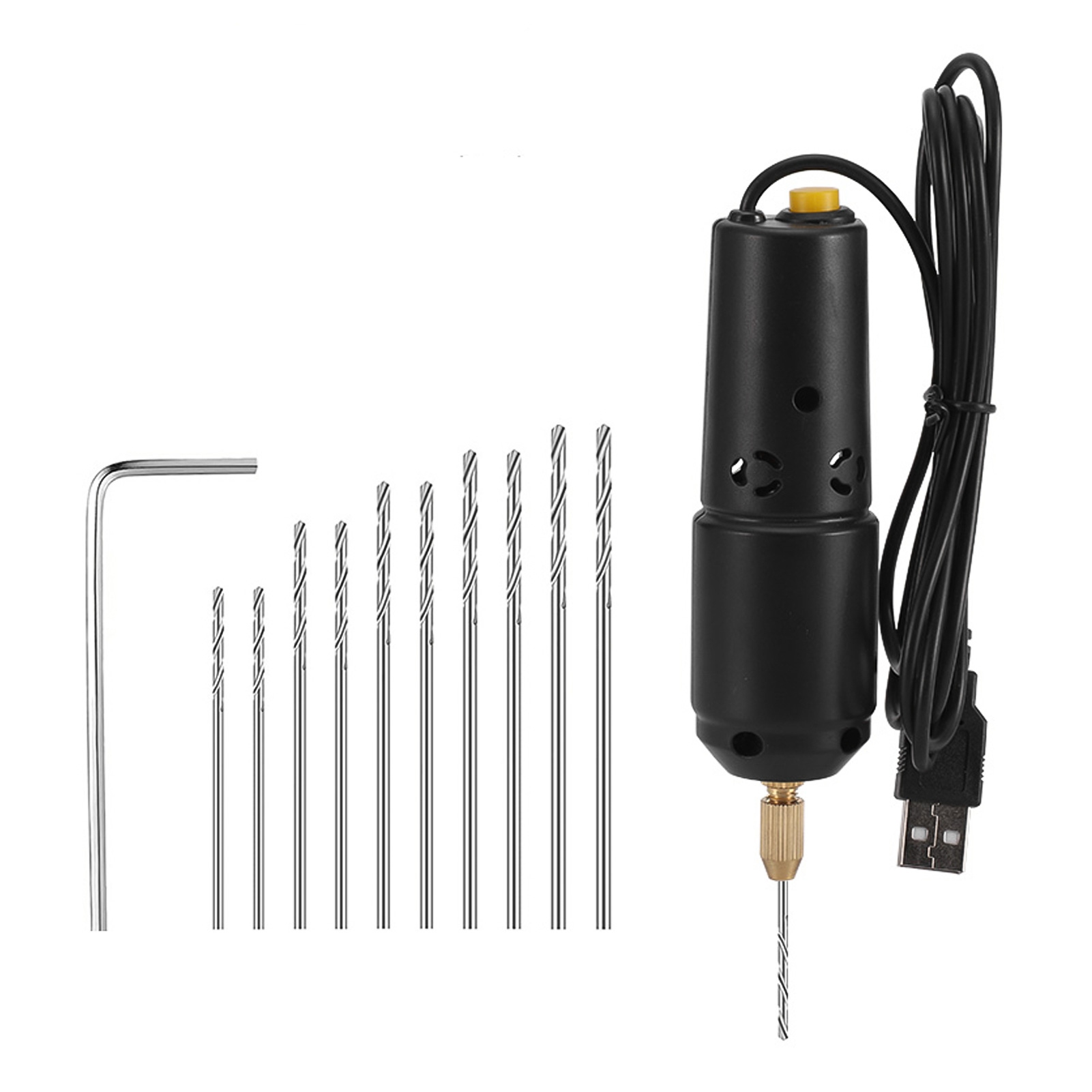 Elektrische Mini-harzbohrmaschine Mit 10 Bohrern Zur Herstellung Von Schmuck, Objekten Aus Aluminium Und Holz Sowie Zur Anfertigung Von Schlüsselanhängern Und Harzformen (schwarz).