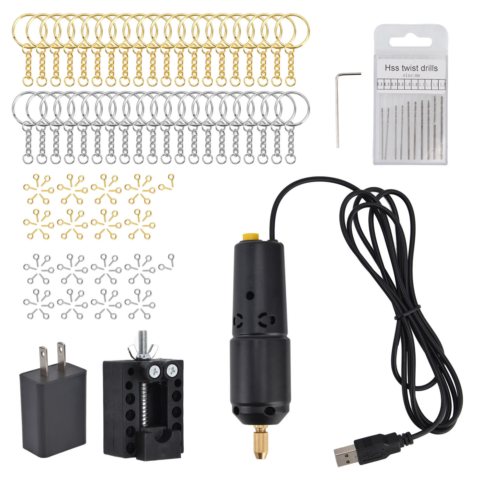 Mini-usb-elektrobohrer-set Für Harz, Ideal Für Diy-projekte Mit Perlen Und Kristallen. Schwarz. Us-stecker (100–240 V Wechselstrom).