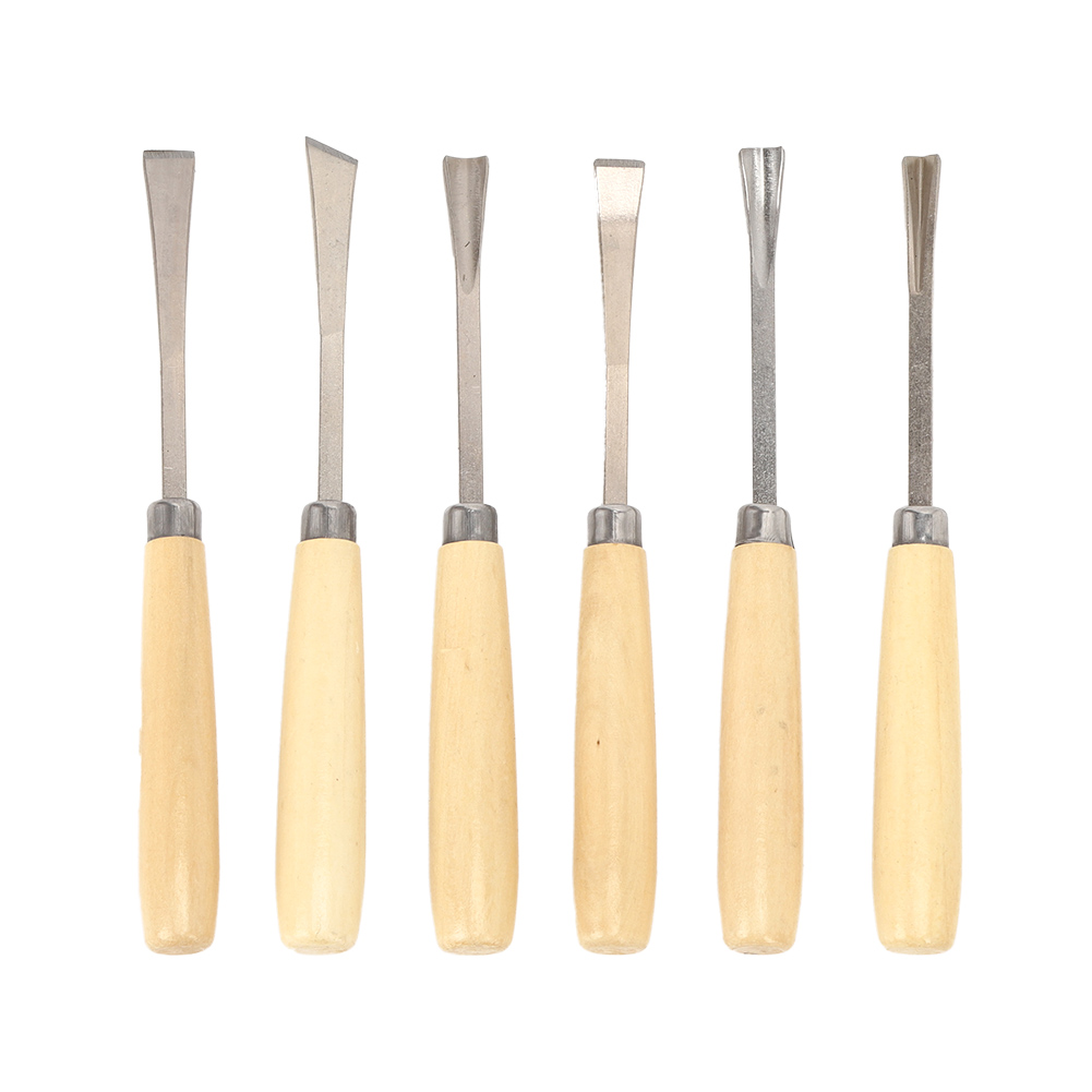 Set Aus 6 Holzmeißeln, Schnitz- Und Gravierwerkzeug